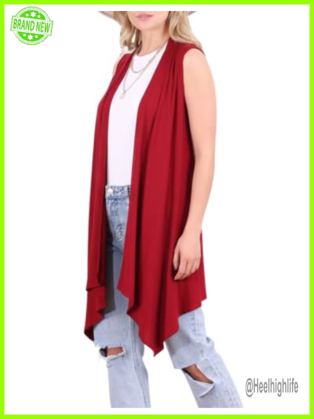 Sleeveless Open Front Cardigan Vest Long Flowy Knit Women's Sweater